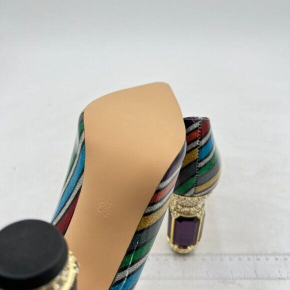 FSJ Multicolored Bridal Pointed Toe High Heel Crystal Pumps Slip on Wedding Shoe - Picture 6 of 8